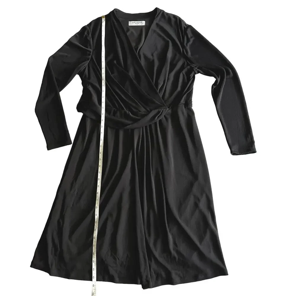 M M Lafleur Casey‎ Faux Wrap Draped 3/4 Sleeve Career Black Dress Plus Size +1